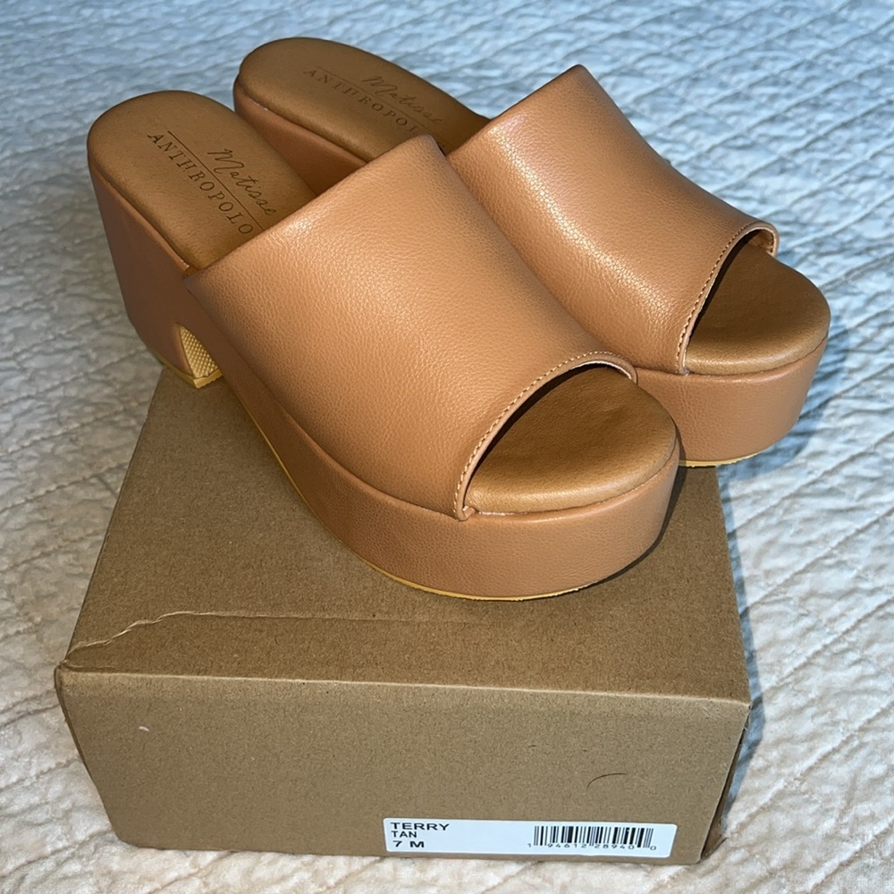 Anthropologie Brown Leather Platform Mules by Matisse - Picture 6 of 8